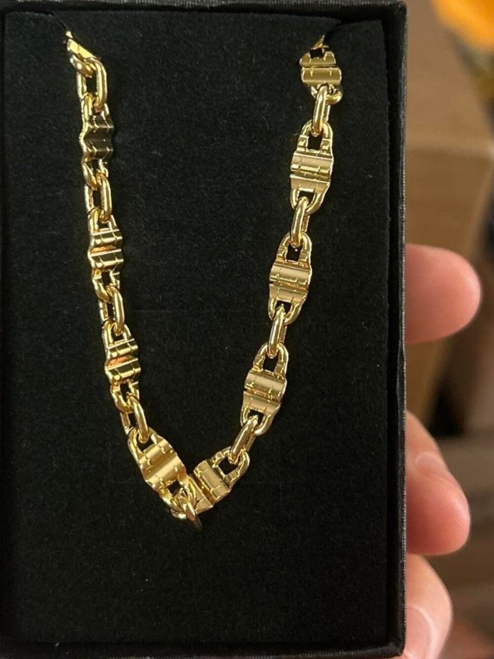 Gold Textured Chain Necklace Costume Jewelry